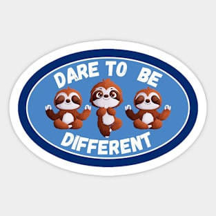 Dare to be Different cute yoga sloths a Frit-Tees Design Sticker